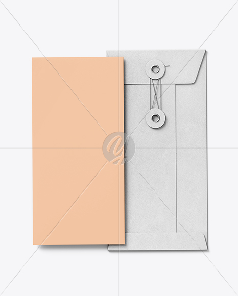 Kraft Paper Envelope with Letter Mockup – Top View