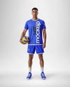 Man Wearing Full Volleyball Kit with Ball Mockup