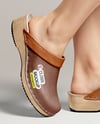 Pair of Clogs on Woman's Legs with Dress Mockup