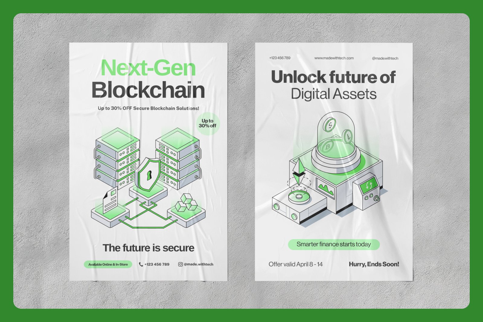 70 Fintech &amp; Blockchain Isometric Illustrations