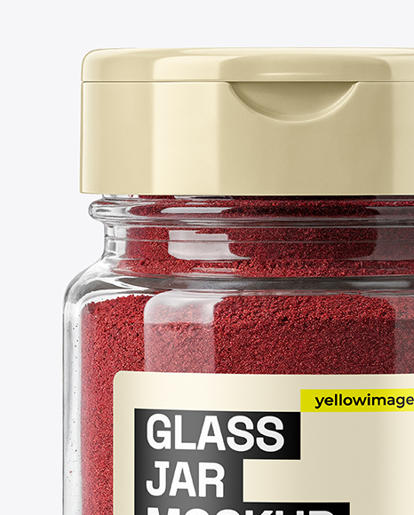 Clear Glass Jar with Ground Sumac Spice Mockup