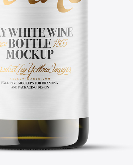 Antique Green Glass White Wine Bottle Mockup