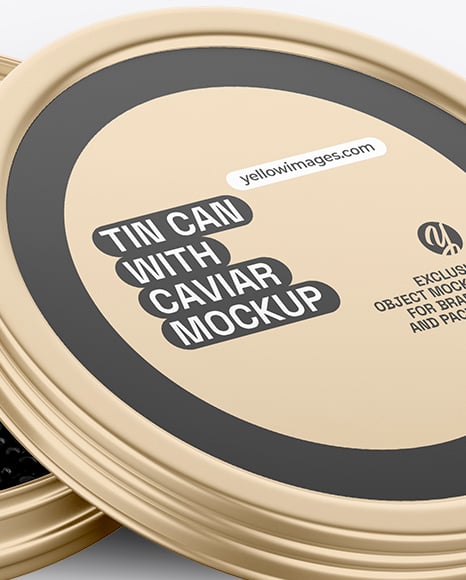 Tin Can with Black Caviar Mockup