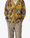 Young Boy Wearing Cardigan and Shirt Mockup