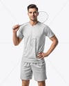 Man Wearing Badminton Uniform Mockup