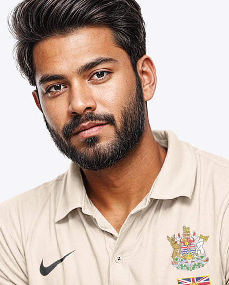 Indian Man Wearing Full Cricket Kit with Bat Mockup