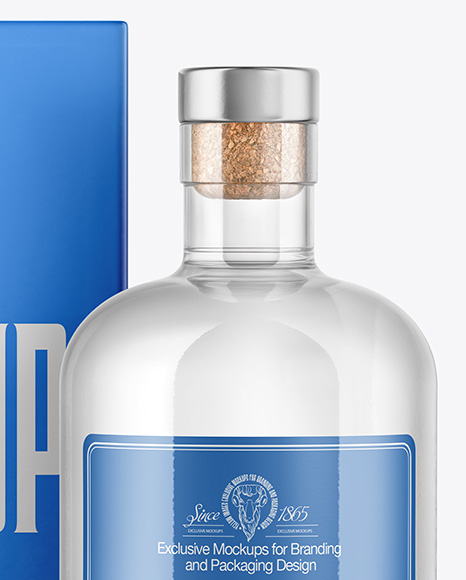 Gin Bottle with Box Mockup