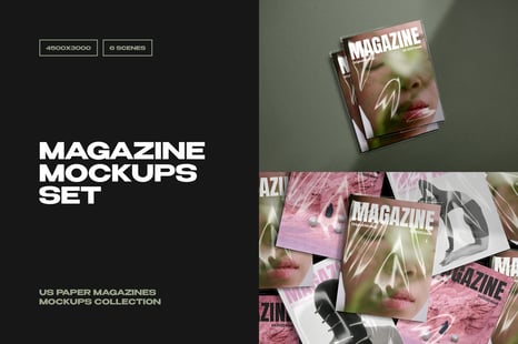 US Paper Magazine Mockups - Stationery Mockups