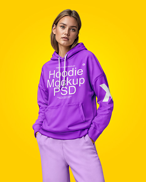 A Woman in a Hoodie Mockup