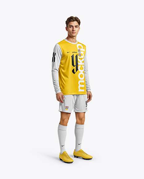 Soccer Player Wearing Long Sleeve Jersey and Shorts Mockup - Mens+Short+Sleeve+Soccer+Jersey+Mockup+Back+View+(PSD+...