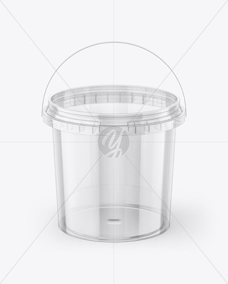 Clear Plastic Bucket with Handle Mockup