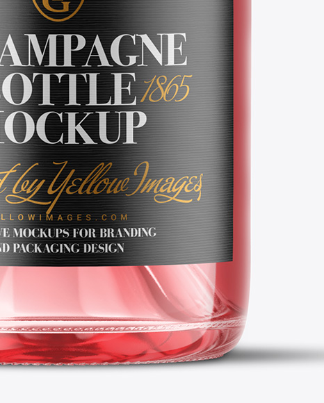 Clear Glass Pink Champagne Bottle Mockup