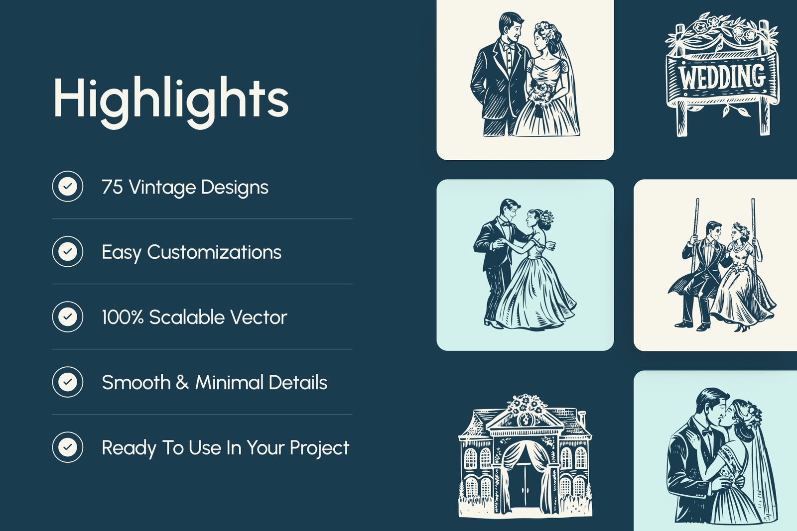 Vintage Wedding Illustration Set