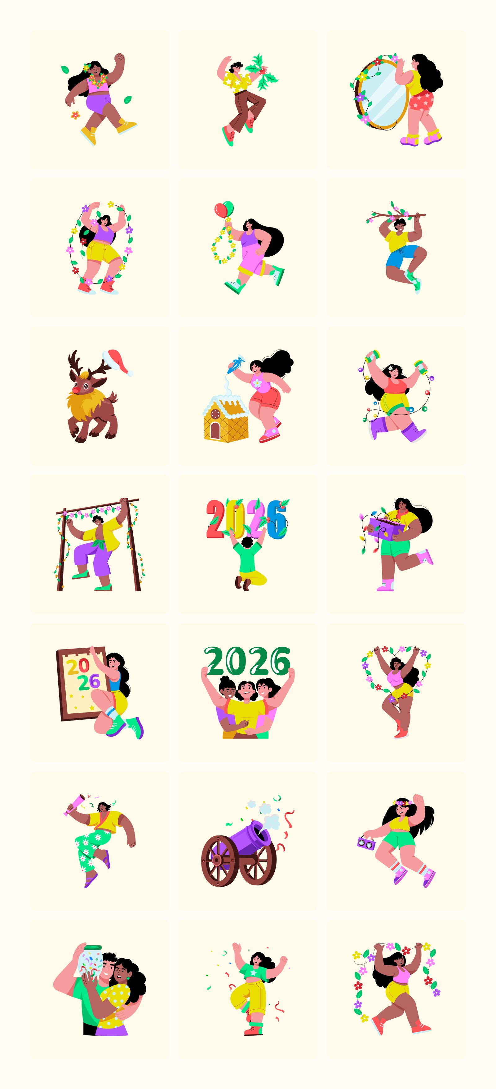 New Year Illustrations Bundle