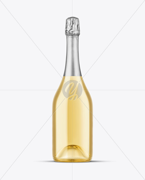 Clear Glass White Champagne Bottle Mockup