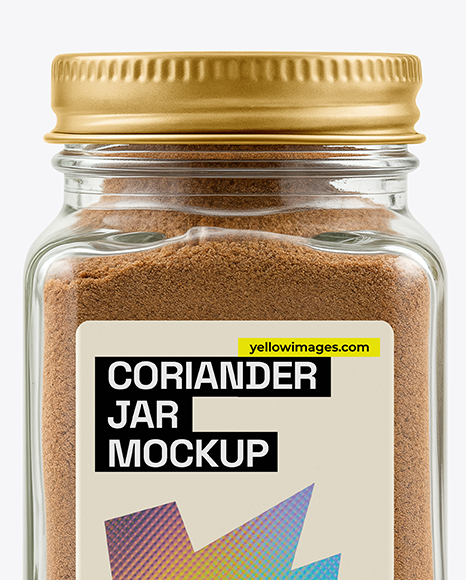 Square Glass Jar with Grounded Coriander Mockup
