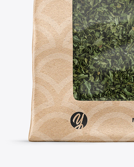 Kraft Pouch w/ Dry Green Tea Mockup
