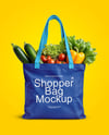 Shopper Bag with Vegetables Mockup