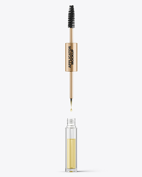 Metallic Hairoil Applicator Tube Mockup - Metal keychain mockup