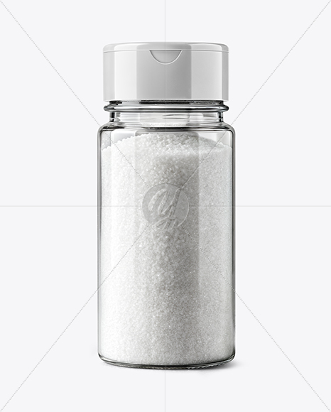 Clear Glass Jar with Fine Salt Mockup