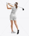 Woman Wearing Golf Shirt and Shorts Mockup