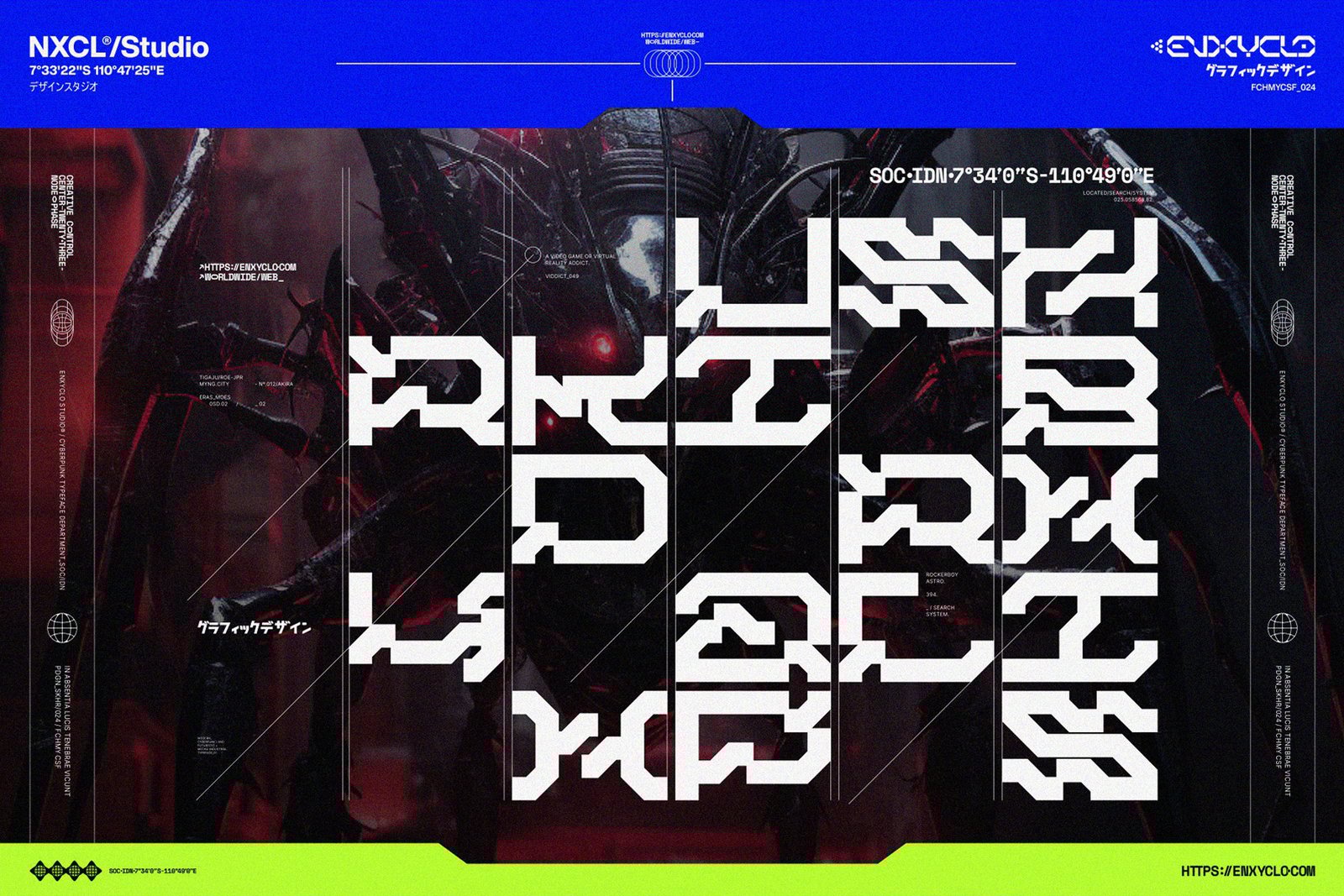 NCL GRAXEBEOSA FONT FAMILY - CYBERPUNK FUTURISTIC MECHA FONT