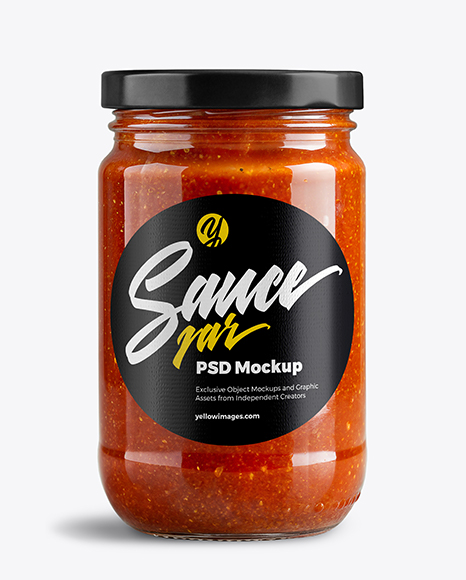 Glass Jar with Marinara Sauce Mockup - Tomato paste mockup