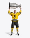 Ice Hockey Player with Stanley Cup Mockup