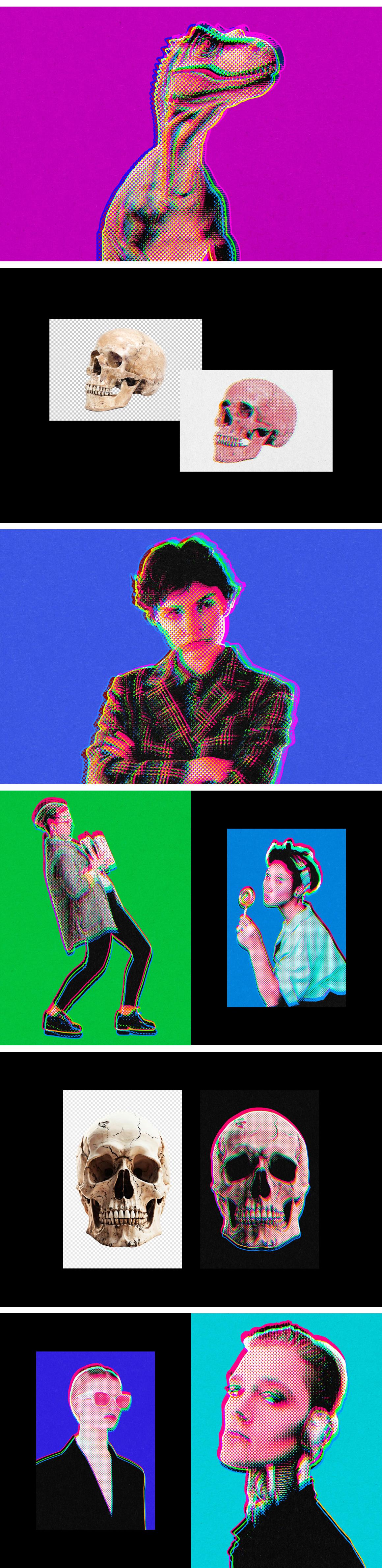 Trippy Halftone Outline Photo Effect
