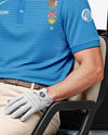 Man Wearing Polo and Chinos on Golf Cart Mockup