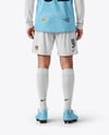 Soccer Player Wearing Raglan Long Sleeve Jersey and Shorts Mockup