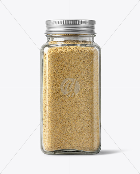 Square Glass Jar with Ground Cardamom Mockup