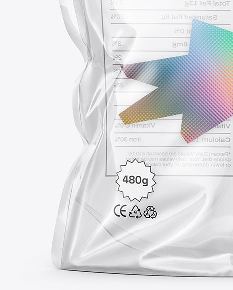 Transparent Clear Plastic Stand-Up Pouch Mockup
