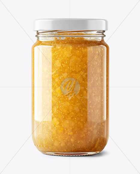 Glass Jar with White Grape Jam Mockup