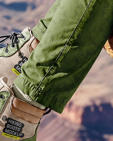 Pair of Hiking Boots on Woman's Legs Mockup