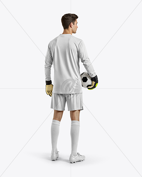 Soccer Goalkeeper Wearing Long Sleeve Jersey and Shorts Mockup