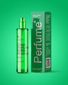 Color Glass Perfume Bottle with Box Mockup