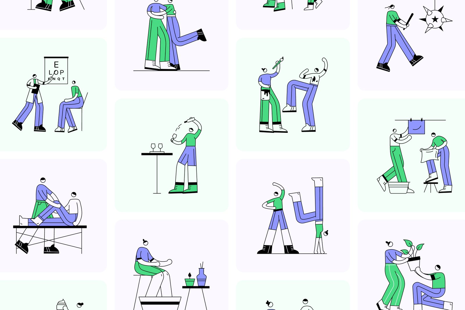 People and Places Illustration Set