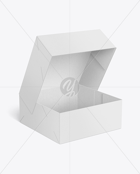 Opened Corrugated Cake Box Mockup