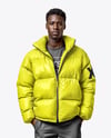 Black Man Wearing Puffer Jacket and Pants Mockup
