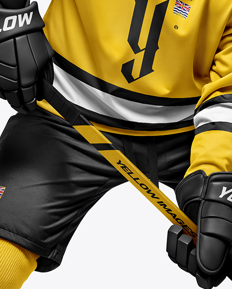 Man Wearing Full Ice Hockey Uniform Mockup