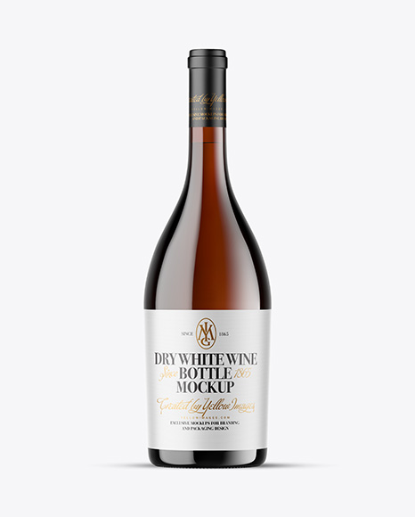 Amber Glass White Wine Bottle Mockup - Wine bottle mockup