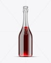Clear Glass Red Champagne Bottle Mockup