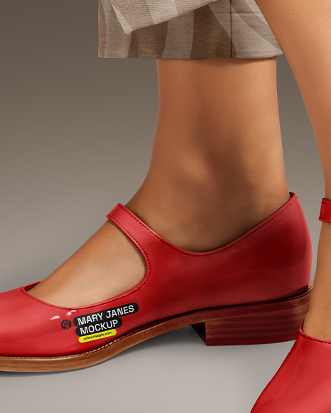 Pair of Mary Janes on Woman's Legs Mockup
