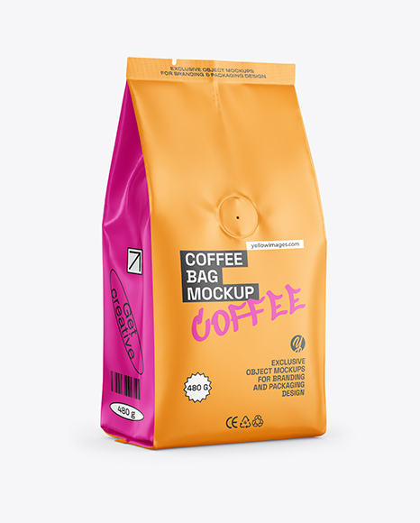 Matte Coffee Bag Mockup - Half Side view