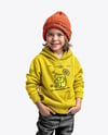 Boy Wearing a Hoodie and Beanie Hat Mockup