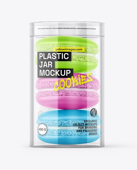 Clear Plastic Tube with Macaron Cookies Mockup