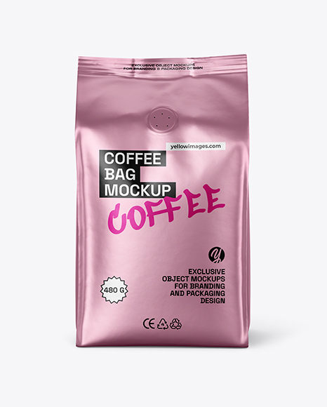 Metallic Coffee Bag with Valve Mockup