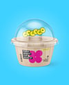 Kraft Paper Dessert Cup with Clear Plastic Dome Cap Mockup