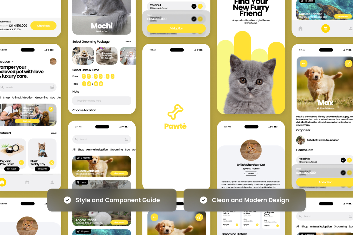 Pawte – Pet Grooming App Design Template